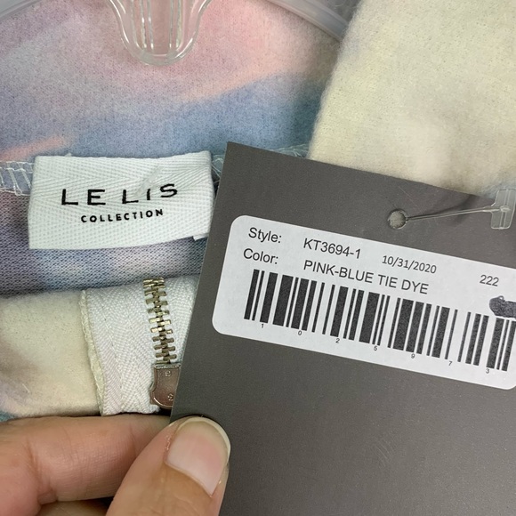 Lelis 1/2 Zip Plush Fleece Mock Neck Tie Dye Pullover Top Pink Blue Size S - Picture 7 of 8